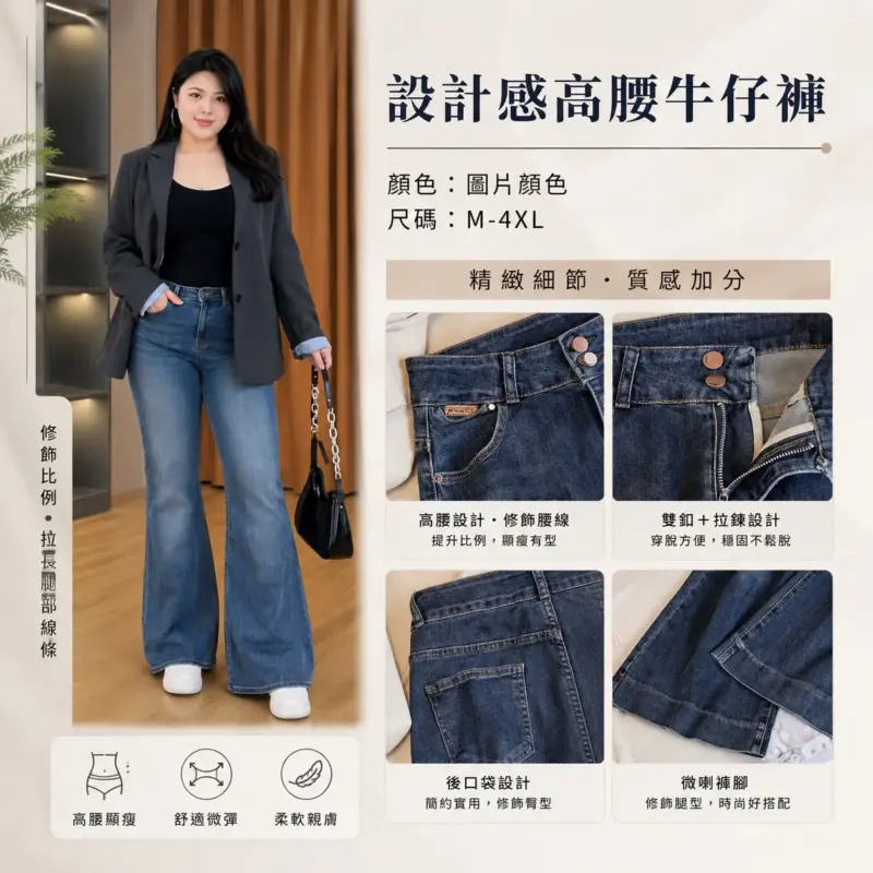 設計感高腰牛仔褲