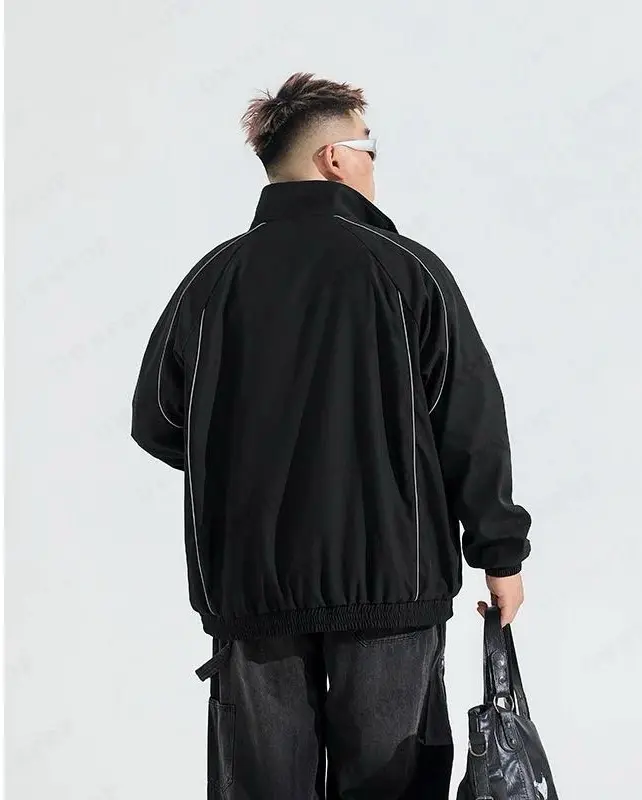 美式立領反光條外套 縮圖 4