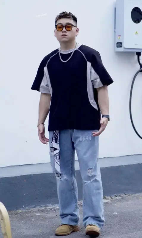 美式華夫格拼接撞色T恤 縮圖 2