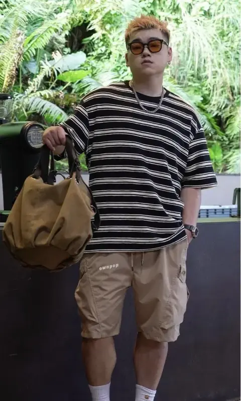 立體提花條紋日系 t恤 縮圖 3