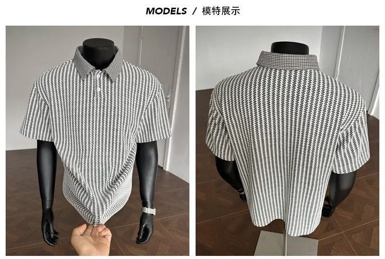 美式千鳥格拼接翻領polo衫 縮圖 5