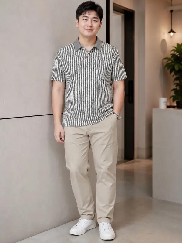 美式千鳥格拼接翻領polo衫 縮圖 3