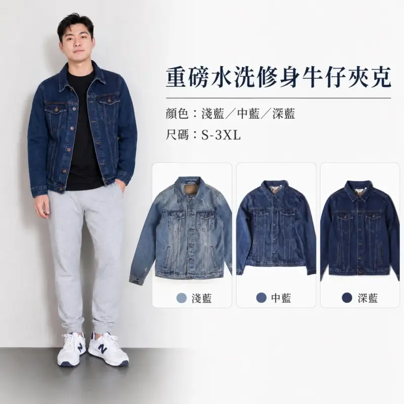 重磅水洗修身牛仔夾克