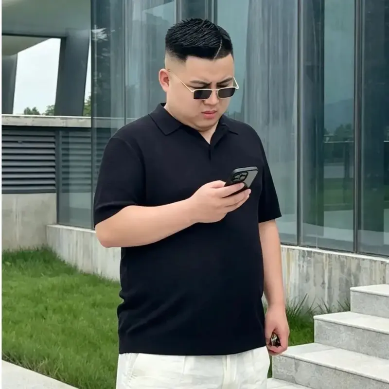 重工亞麻海鷗領polo衫 縮圖 2