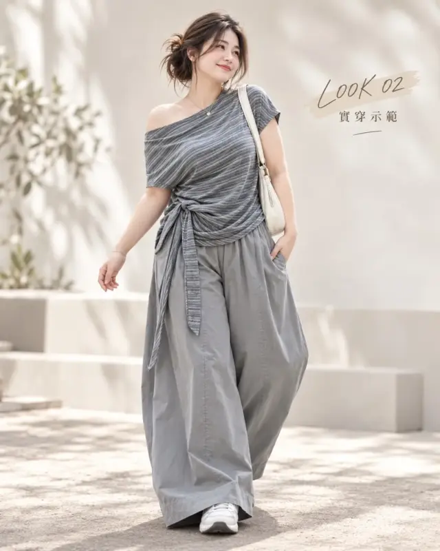 Casual Waist-Cinching Tie-Front Set thumbnail 2