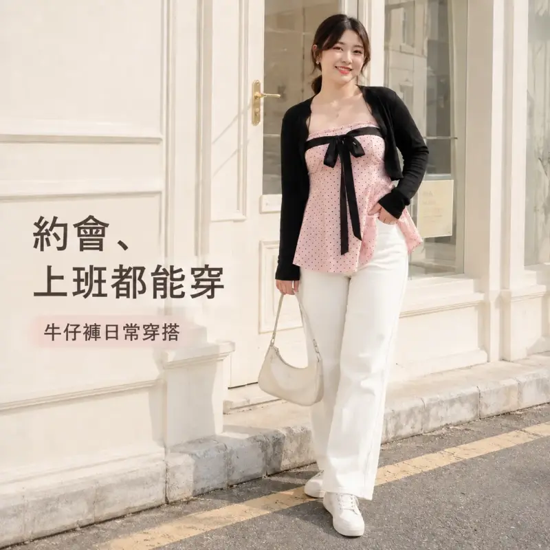 韓系粉粉波點上衣含外套 縮圖 4