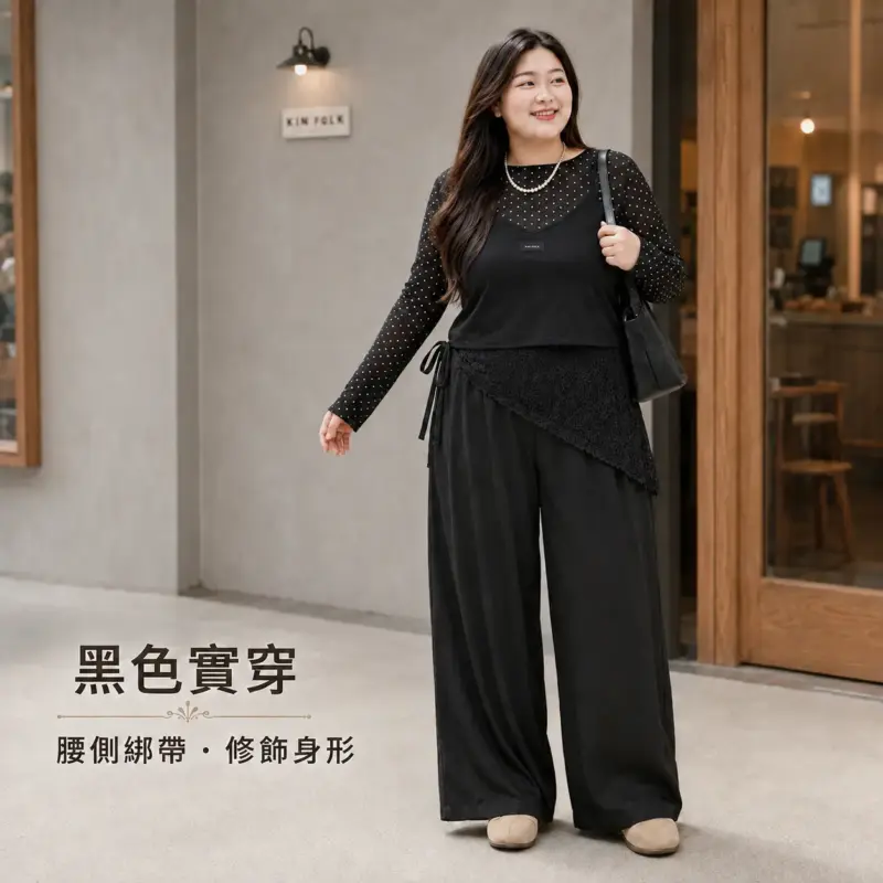 韓系波點蕾絲三件套 縮圖 2