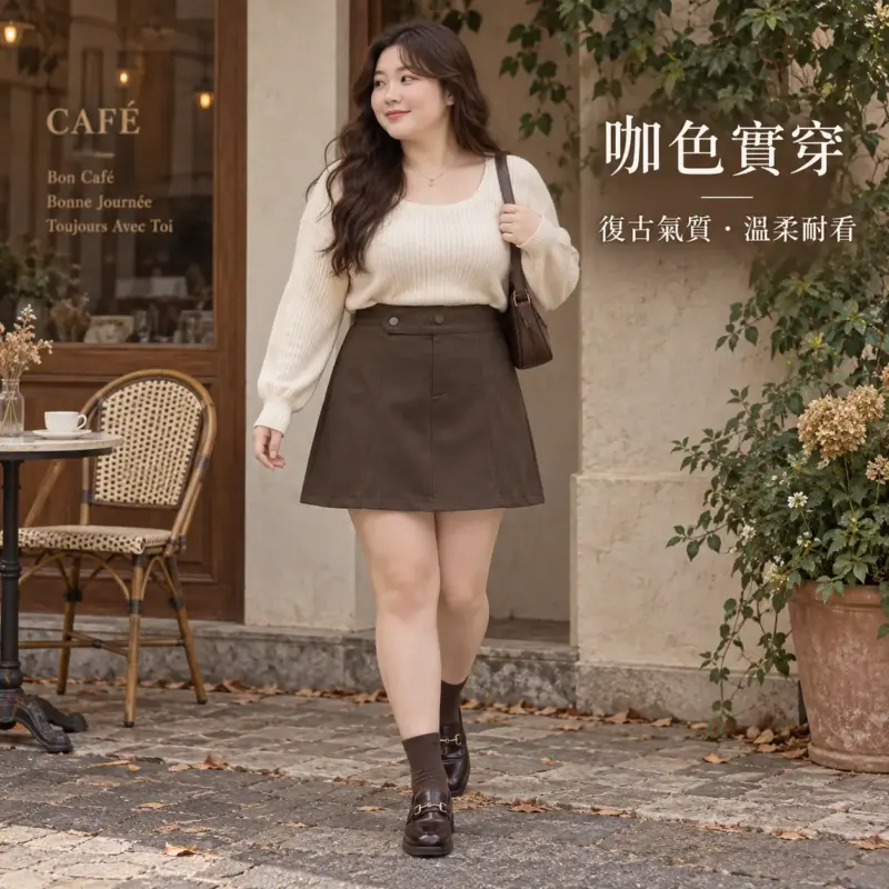 斜扣顯瘦PU皮裙 縮圖 4