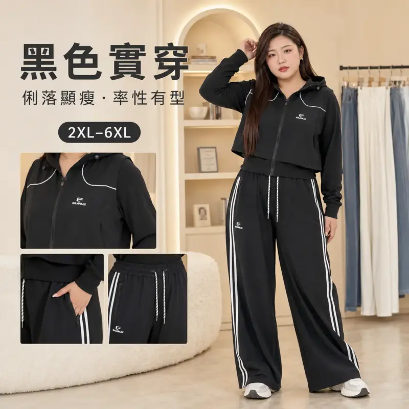 街頭層次感連帽套裝 縮圖 2