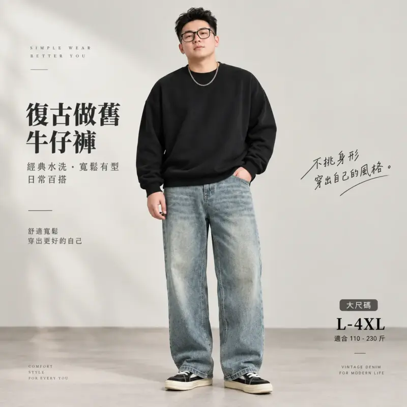 復古做舊牛仔褲 縮圖 2
