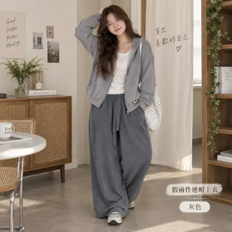 假兩件連帽上衣 縮圖 2