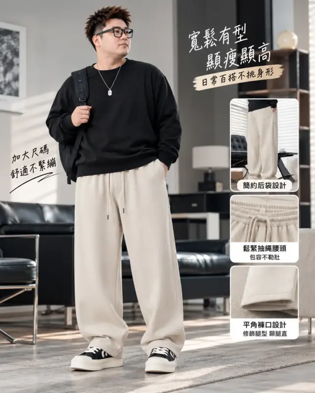 潮流百搭寬鬆休閒褲 縮圖 3