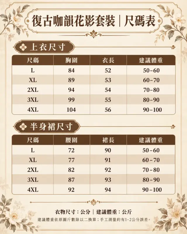 復古咖韻花影套裝 縮圖 4
