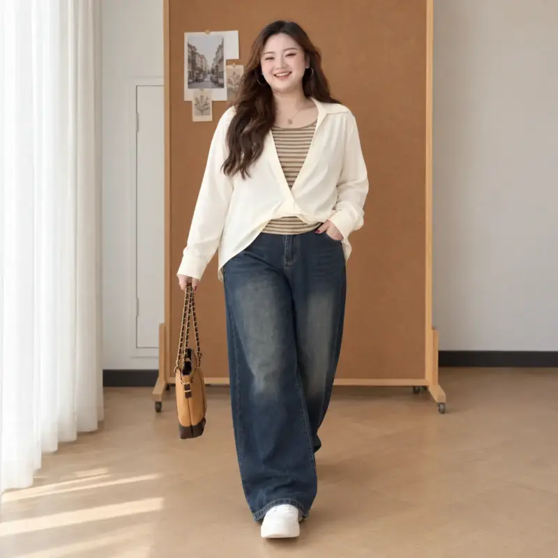 拼接條紋假兩件上衣 縮圖 3