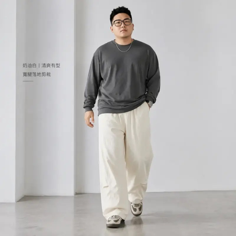 弧形剪裁闊腿褲 縮圖 2