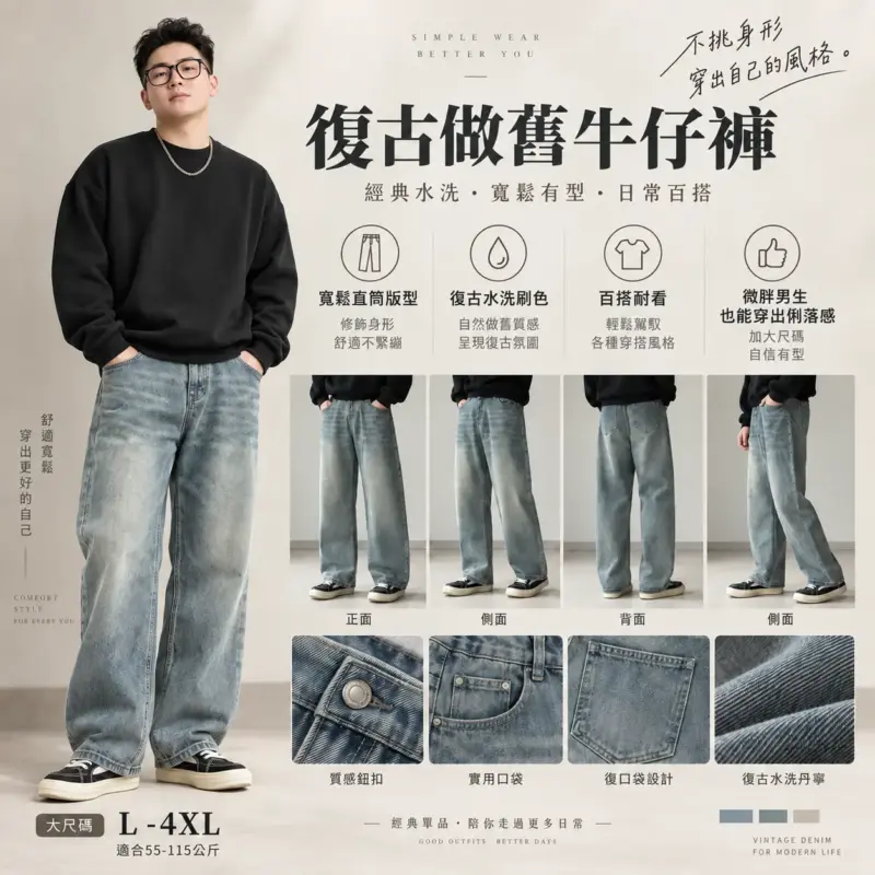 復古做舊牛仔褲