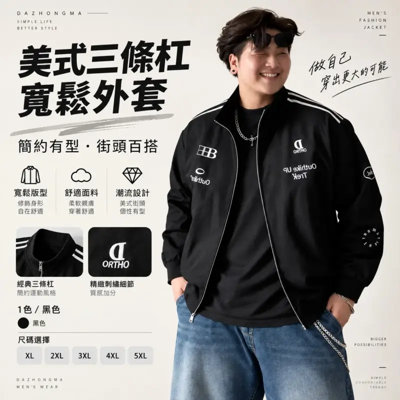 美式三條杠寬鬆外套