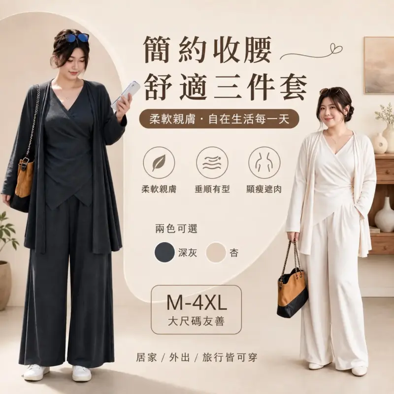 簡約收腰舒適三件套