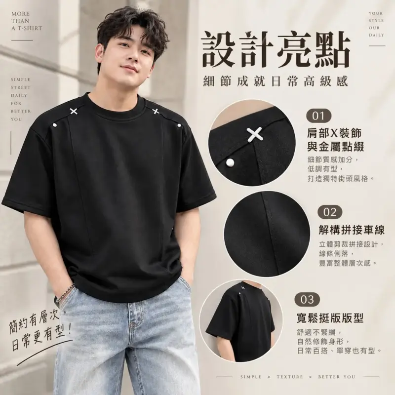 解构X拼接短袖T恤 縮圖 2