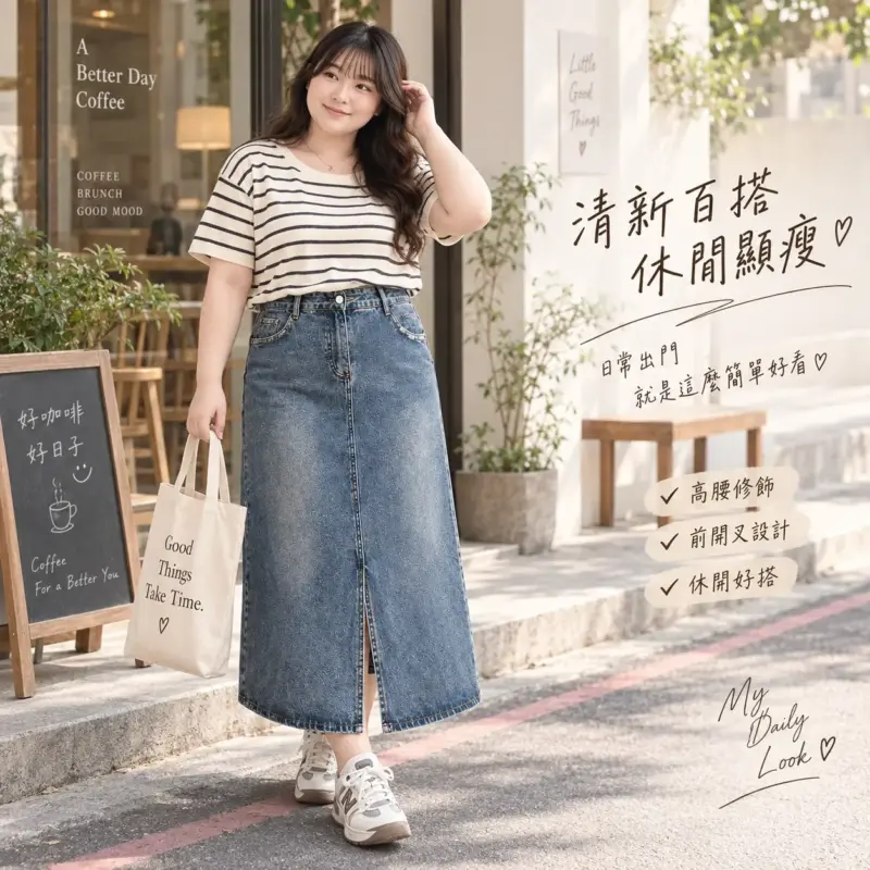前開叉牛仔半身裙 縮圖 3