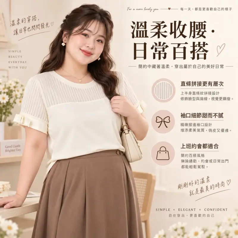 通勤甜妹收腰短袖上衣 縮圖 2