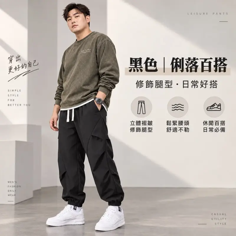 褶皺傘兵休閒褲 縮圖 2