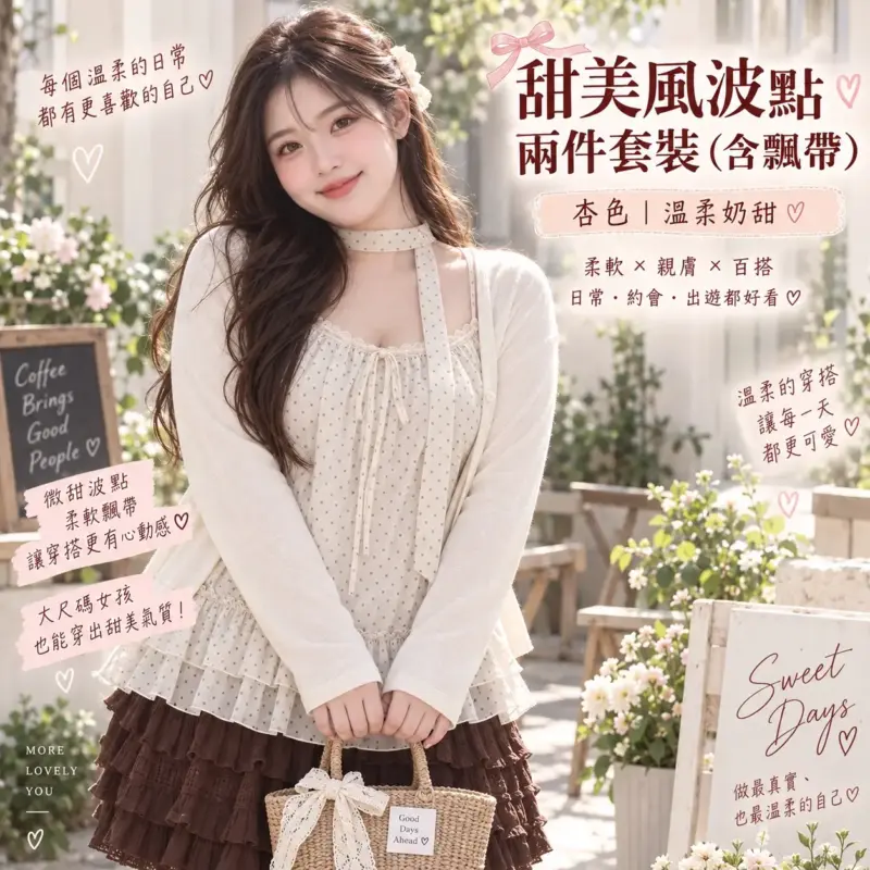甜美風波點兩件套裝（含飄帶） 縮圖 3