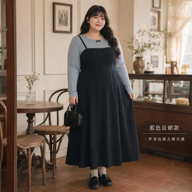 復古假兩件連身裙 縮圖 2