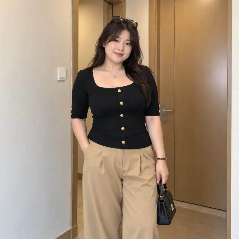 黑金鈕扣上衣 縮圖 2