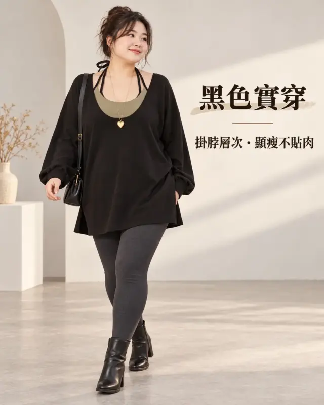 韓系撞色假兩件長版上衣 縮圖 3