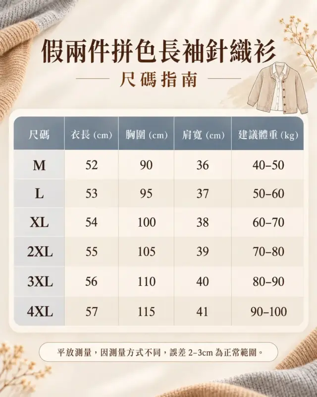 假兩件拼色長袖針織衫 縮圖 4