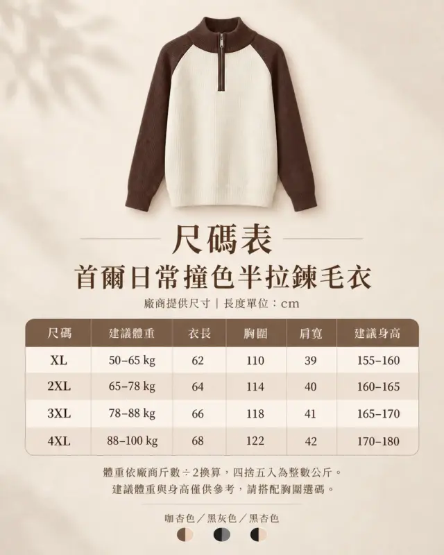首爾日常撞色半拉鍊毛衣 縮圖 5
