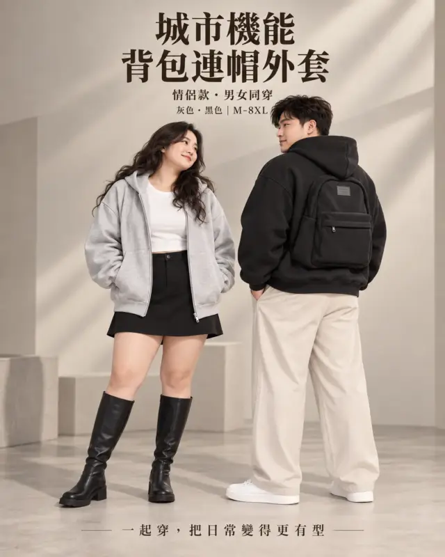 城市機能背包連帽外套(情侶款)