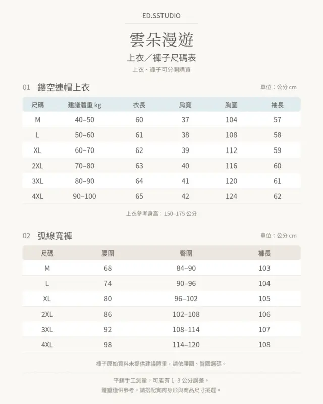 雲朵漫遊鏤空連帽上衣x弧線寬褲 縮圖 7