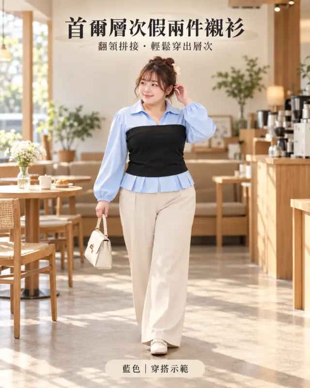 首爾層次假兩件襯衫 縮圖 2