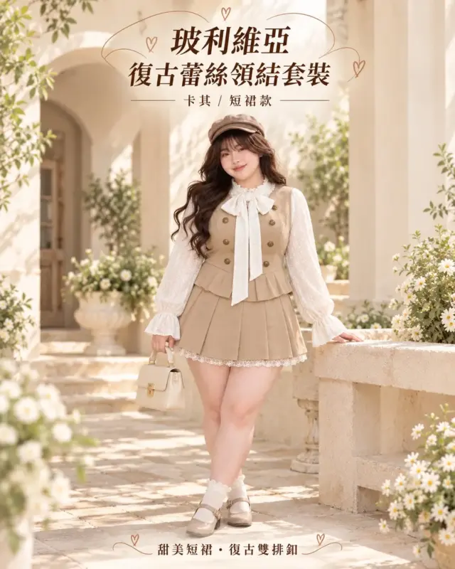 玻利維亞復古蕾絲領結套裝 縮圖 3