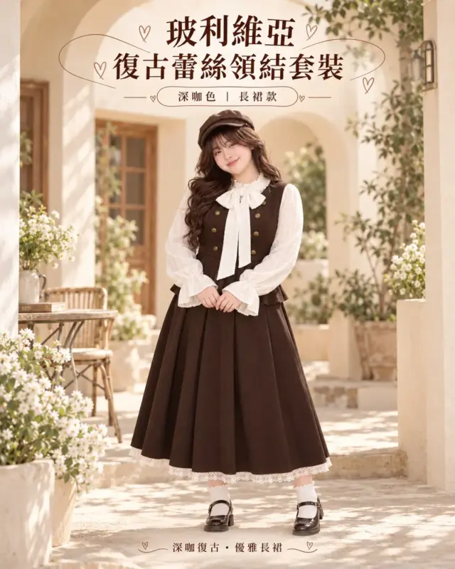 玻利維亞復古蕾絲領結套裝 縮圖 7