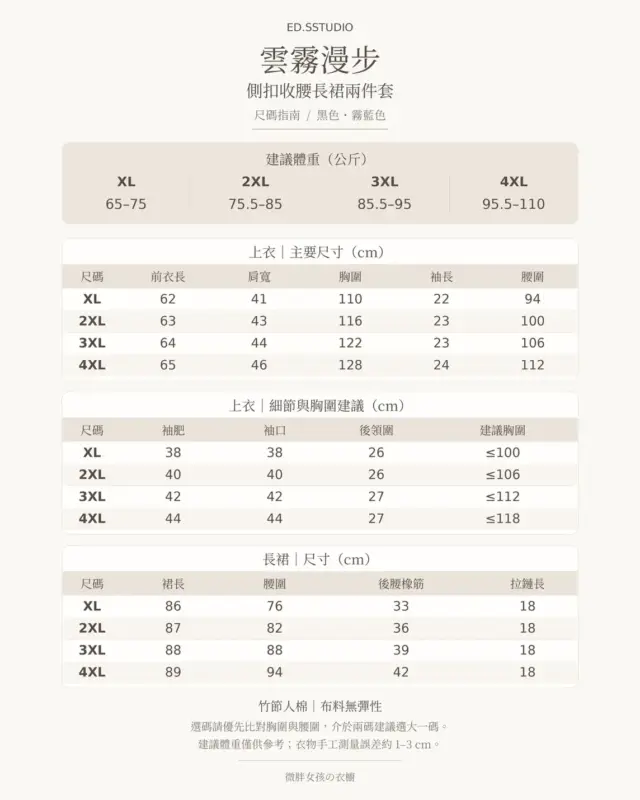 雲霧漫步側扣收腰長裙兩件套 縮圖 4