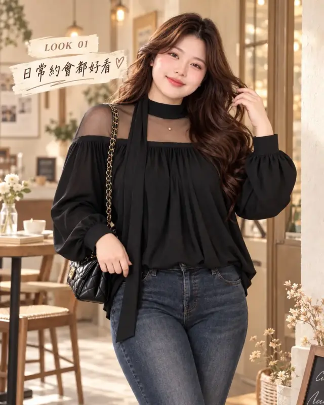 French-Style Tulle-Paneled Blouse with Flowing Straps thumbnail 2