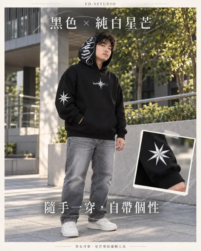 星芒塗寫連帽上衣 縮圖 3