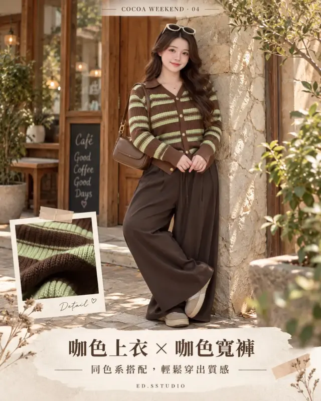 可可週末條紋針織上衣x垂墜寬褲 縮圖 5