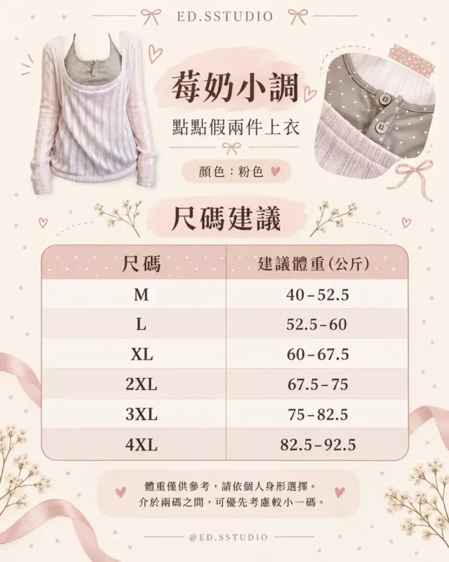 莓奶小調點點假兩件上衣 縮圖 4