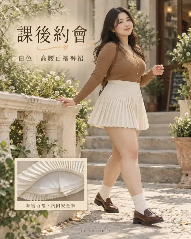 課後約會高腰百褶褲裙 縮圖 3