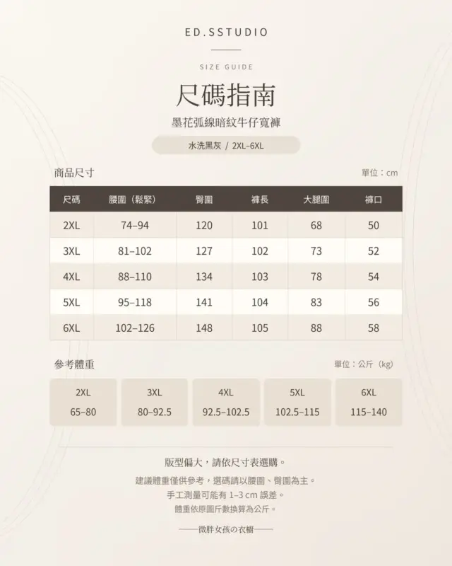 墨花弧線暗紋牛仔寬褲 縮圖 4